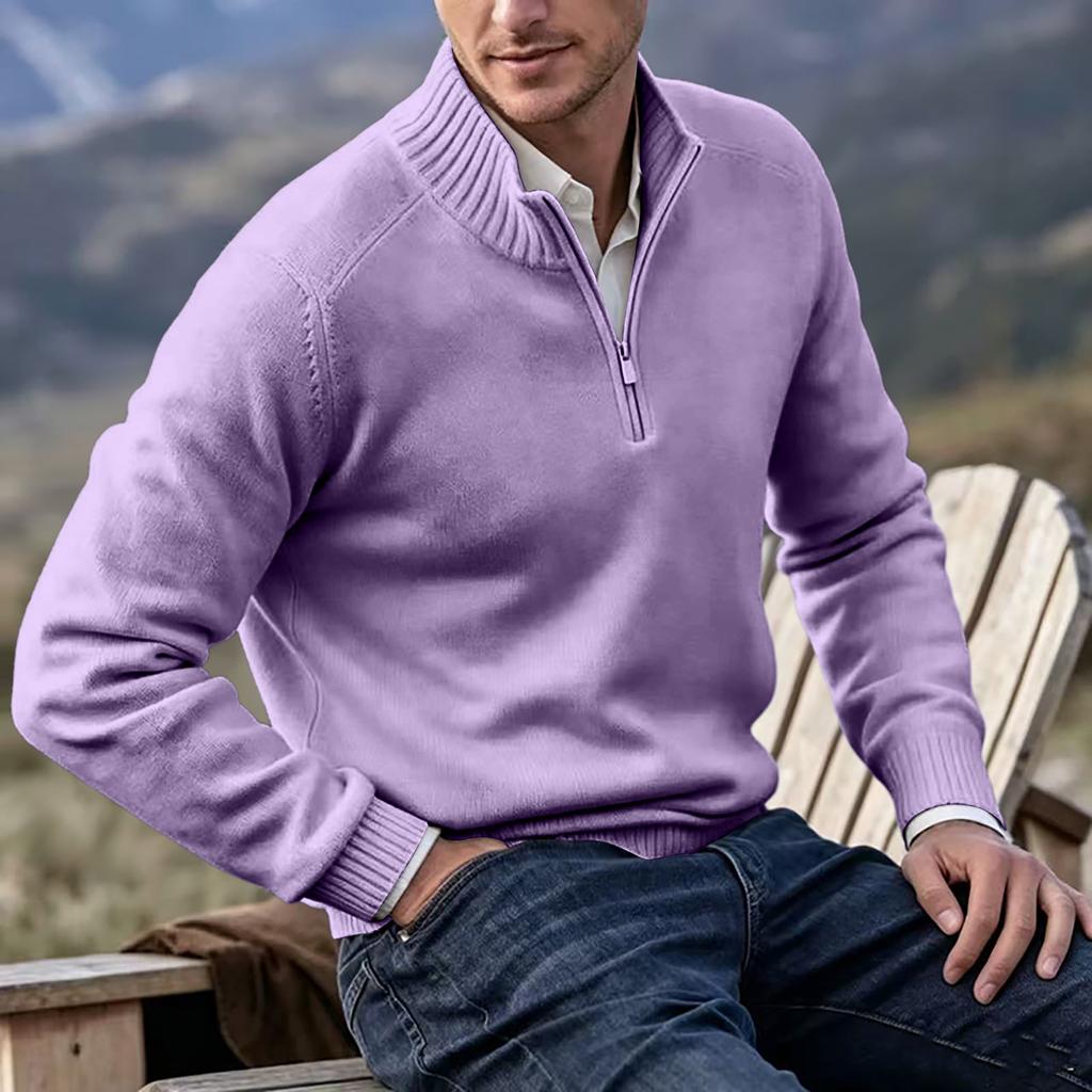 Men's Stand Collar Knit Sweater for Layering, Warm Casual Pullover for Fall and Winter, Multi-Color