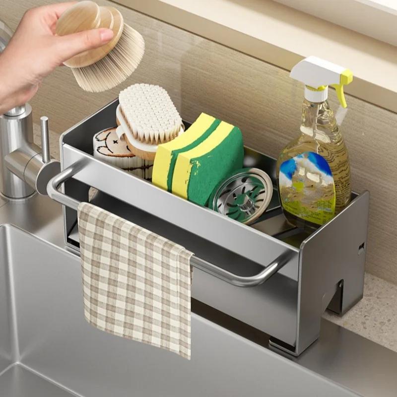Kitchen Sink Stand Sponge Holder Dish Drainer Organizers Storage Accessories Shelf Storage Organizer Dish Drying Rack Gadgets