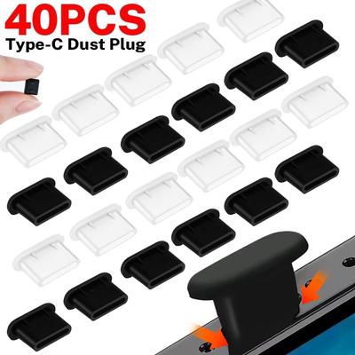40-1PCS Silicone Type-C Dust Plugs Cellphone Anti-dust Protector Cover Caps USB C Charging Port Dustplugs for iPhone 16 Xiaomi