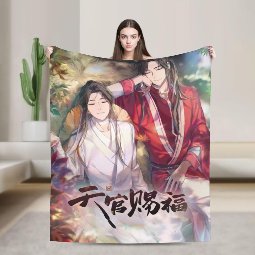Tian Guan Ci Fu Blankets Anime Yaoi Lgbt Boy Love Plush Vintage Warm Throw Blanket for Bedding Lounge Autumn/Winter