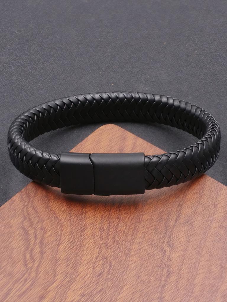 New Hot-selling Vintage Retro Men's Leather Open Bangle, Simple Multi-Size Woven Leather Hand Rope, Outdoor Sports Gift