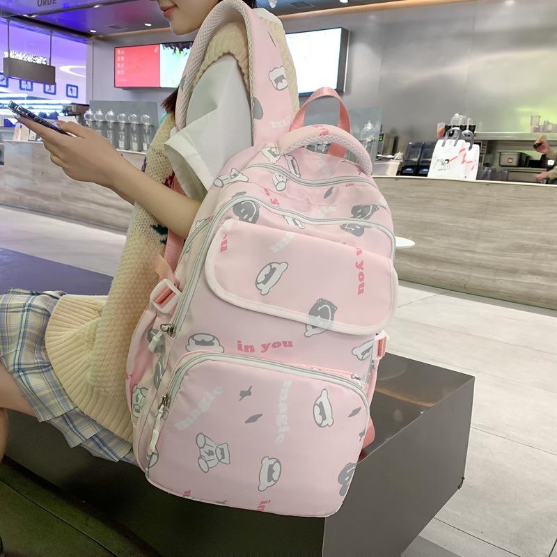 

Школьный рюкзак для учеников средней школы, большой емкости, в уличном стиле, литературно-художественный, весенняя новинка, повседневный стиль розовый