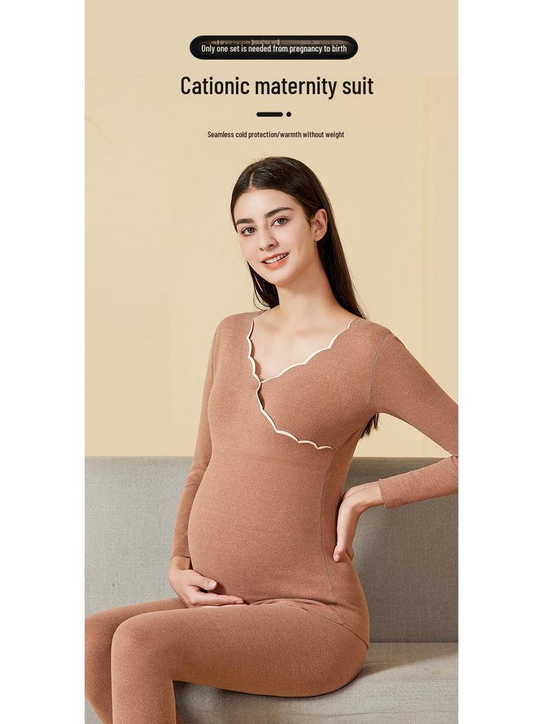 Umstandspflege Herbst/Winter Anzug mit Brustpolstern & Deutscher Samt Warme Unterwäsche