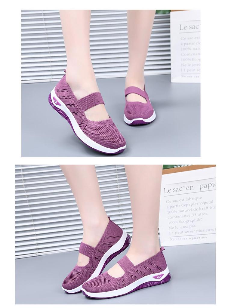 Women's Summer Lightweight Breathable Cloth Walking Shoes for Middle-aged and Elderly
