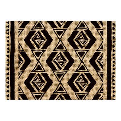 [Q4133] – Schwarzbeiges „Boho“-Sackleinen-Tischset – 42 x 30 cm