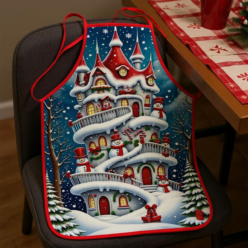 Christmas Claus Print Apron Waterproof And Stain-Resistant Household Christmas Apron