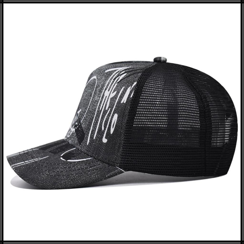 Hat Cap Embroidery Print Design Mesh Casual Sports Men Women CZA466 [White Fang] (Black)