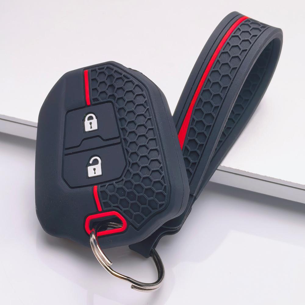 Silicone Remote Key Cover for Isuzu D Max Mu-x V-Cross Bison Rodeo with Keychain Honeycomb Texture Non Slip Grip Car Remote Key Sleeve