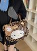 Hello Kitty Cartoon Plush Faux Leather Backpack For Daily Use And Storage