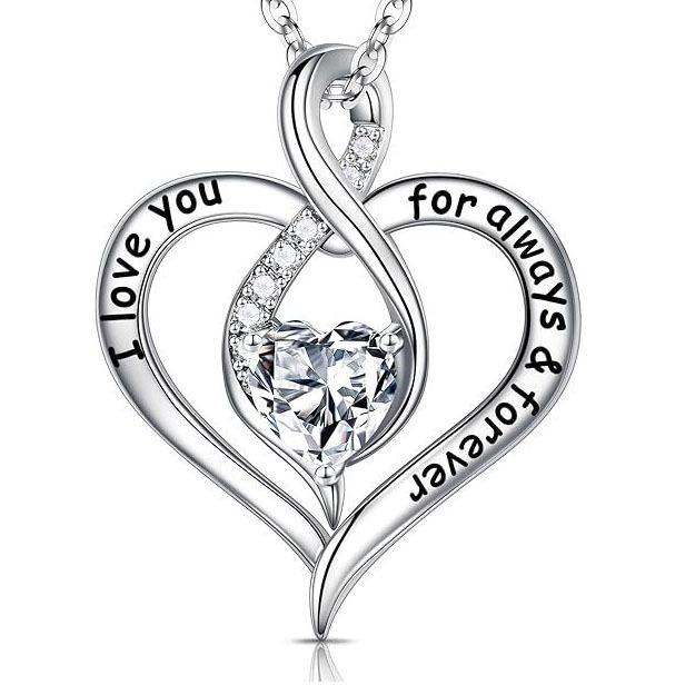 I Love You Infinity Heart Pendant Necklace For Women Stylish Versatile Fashion Jewelry Gift