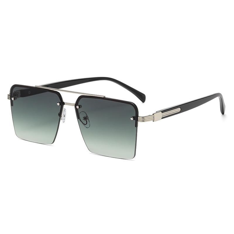 New Retro Metal Double-beam Gradient Sunglasses Driving Driving Sunshade Half-frame Sunglasses