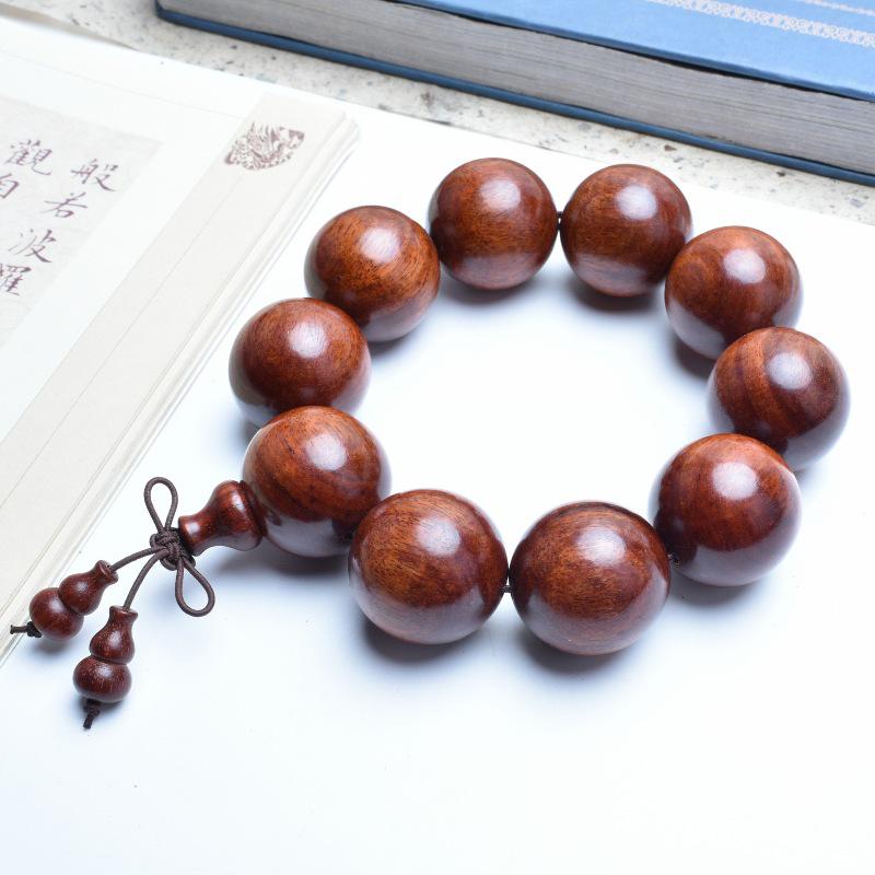Venus Old Material Small-Leaf Red Sandalwood Prayer Beads Chain - High Oil Density, Unisex, New Chinese Style Decoration Gift