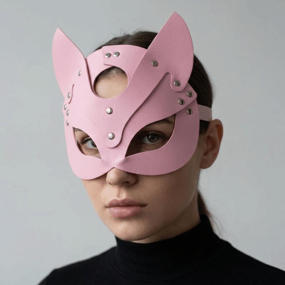 Zinc Zinc Alloy Halloween Mask Solid Color Half Face Mask Cool PU Leather Mask Women