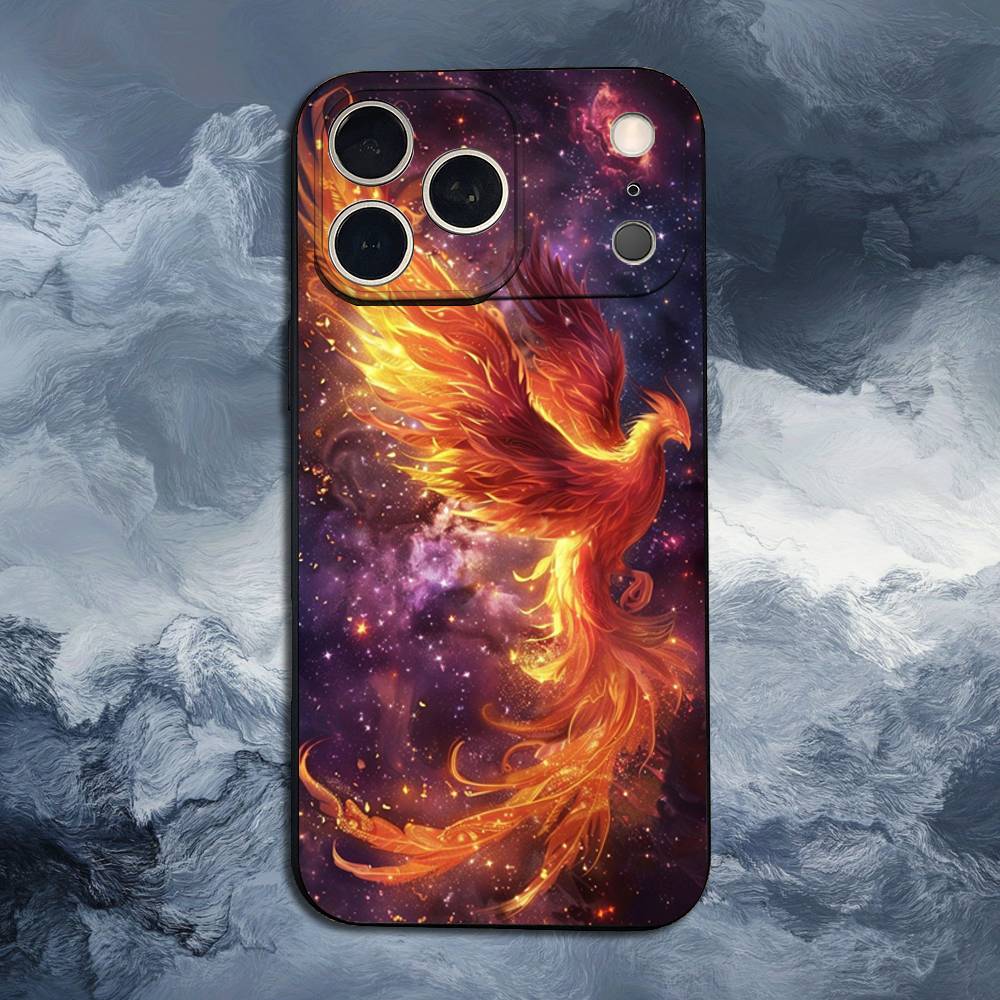 Cool Phoenix For iPhone 12,16,11,14,15,17,13,X,Mini,SE,Max,8,7,XR,XS,Plus,Pro,Soft Silicone Black Case