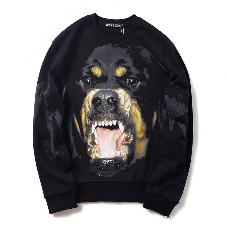 Men s Trendy Winter Dog Head Graphic Loose Fit Pullover Sweatshirt Large