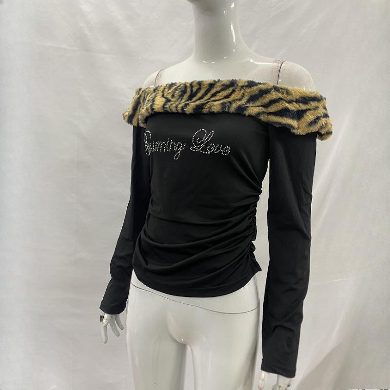 European and American slim fit sexy y2k letter printed exposed navel strapless top