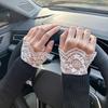 Pleated Ruffles Horn Cuffs Hollow Out Embroidery Floral Lace Fake Sleeves Double Layer Sweater Wristband Accessories