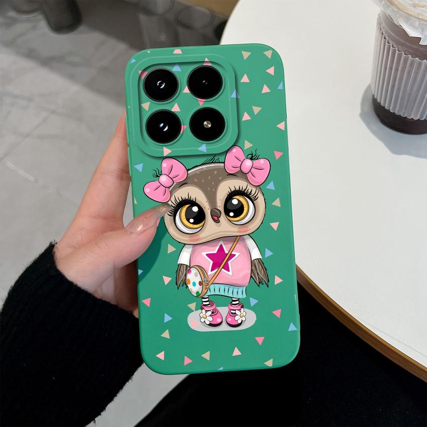 For Xiaomi 17 14T 15 15T Pro Poco M7 M8 C71 C75 F7 F8 Phone Case Cute Anime Owl Patterns Liquid Silicone Fashion Shell For Xiaomi Anti Slip Back Cover