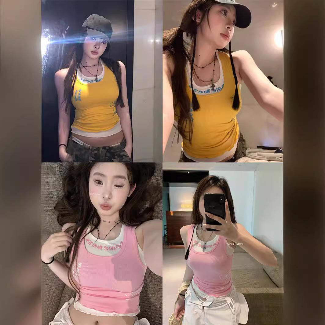 

Women s Summer Sleeveless Slimming Vest with Printed Design L