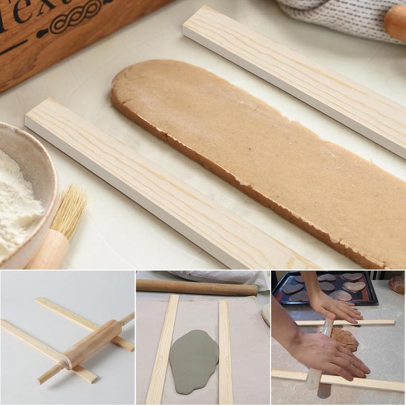 Pottery Rolling Stick Guide Thick Non Stick Baking Ruler Rolling Pin Wood Rolling Pin Measuring Clay Sculpting Pottery Tools