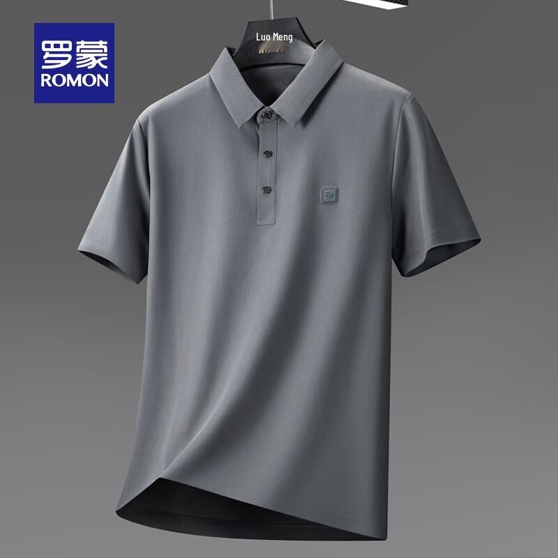 Romon Men's Waffle High-Elastic Ice Silk Short Sleeve T-Shirt