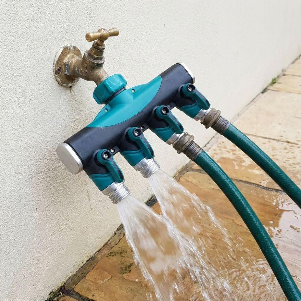 Adjustable Water Tap Hose Splitter Distributor Zinc Zinc Zinc Alloy Garden Irrigation Splitters  Home Garden