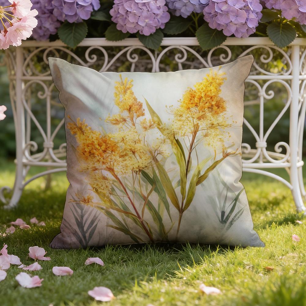 Saffron Color Floral Cushion Cover Home & Car Dual-Scene Pillow Cover: Reversible for Premium Comfort