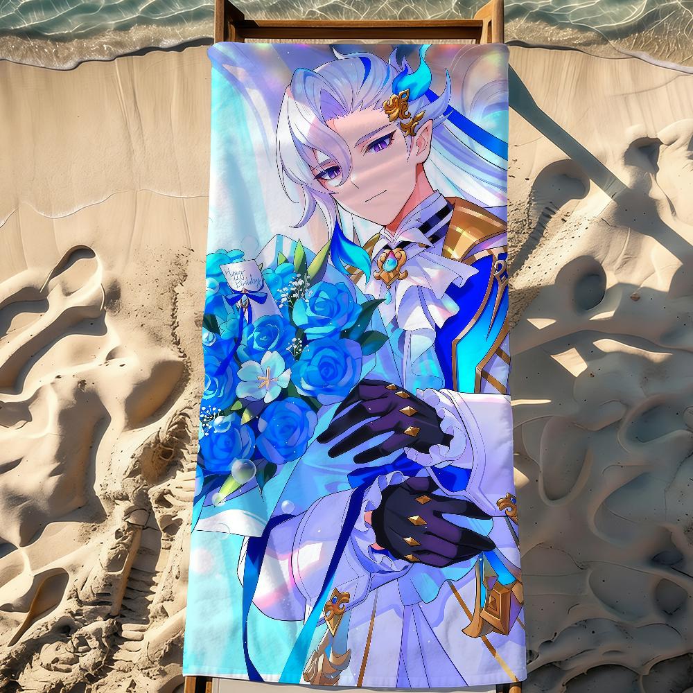 Game Genshin Impact Neuvillette Towel Sports Quick Dry Travel Camping Gear Sandproof Soft Light Large Beach Towel