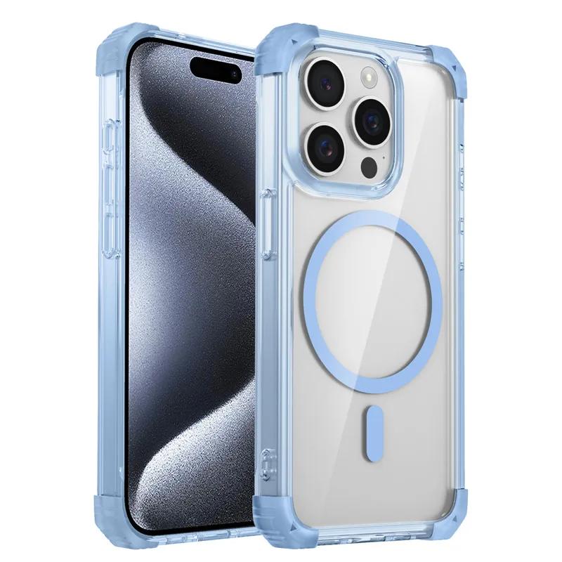 Armor Shockproof Magnetic Wireless Charging Transparent Case For iPhone 17 16 14 13 12 11 15 Pro Max Plus 17Air Magsafe Cover