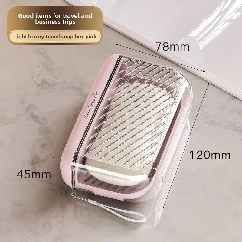 Portable Double-layer Soap Box for Home Travel, Sealed with Lid, Draining, Large Bathroom розовый