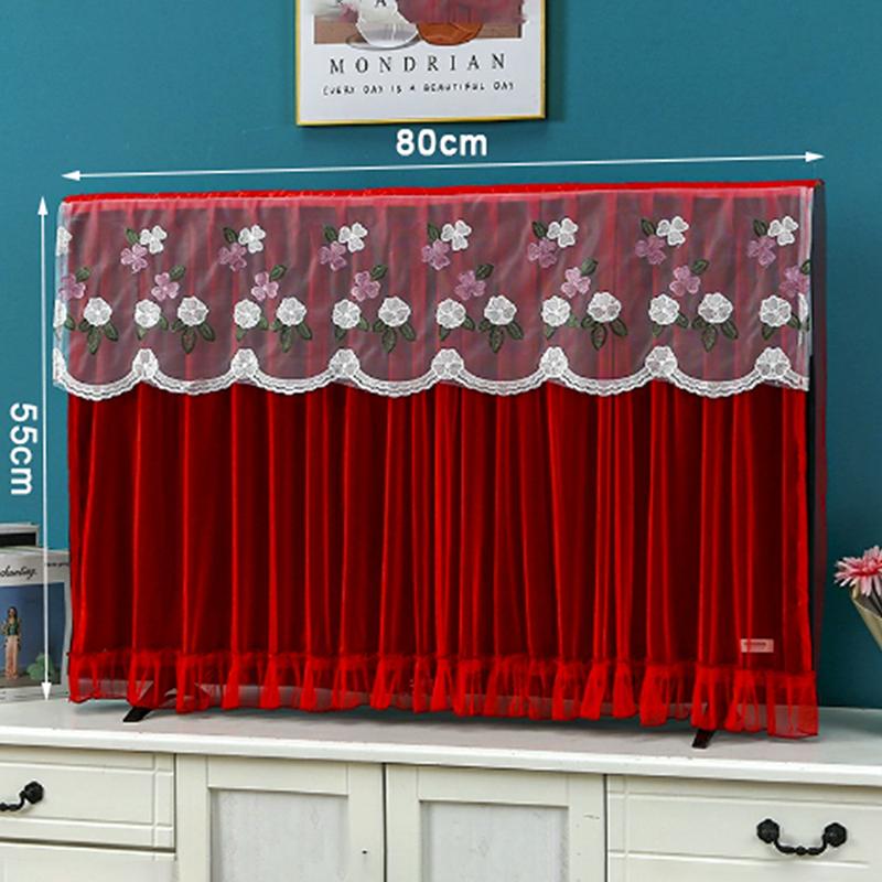 Elegant Embroidered Lace TV Dust Cover - Breathable 32/42 Inch LCD Screen Protector for Wall Mounted & Flat Screen TVs