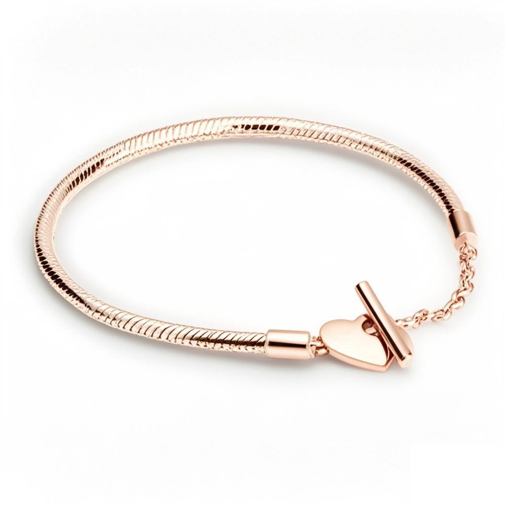 925 Silver Original 17-21CM Pearl Heart-Shaped Hard Ring Square Buckle Round Bracelet Fit for DIY Mini Birthday Jewelry Gifts