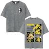 Anime Jojo Bizarre Adventure Kira Yoshikage Killer Queen Acid Washed T Shirt Mens Casual Cotton Short Sleeves Oversized Tshirts