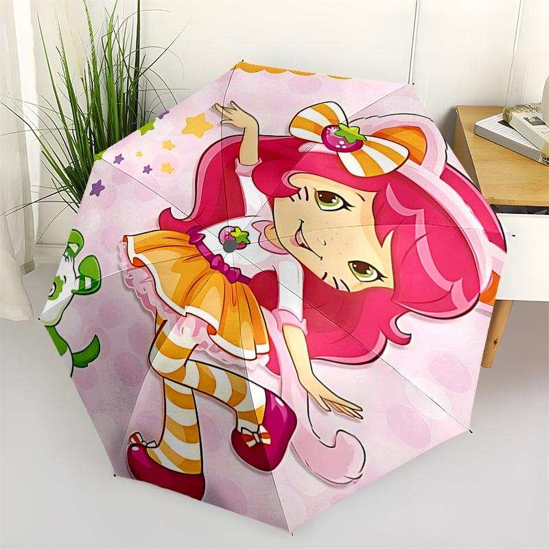 Strawberry Shortcake Automatic Opening Folding Umbrella with 8 Bone Iron Frame Perfect for Fans,Travelers,and Daily Use0104087a