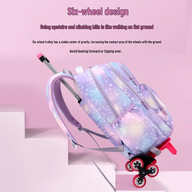 ZIRANYU Detachable Rolling School Bag for Girls
