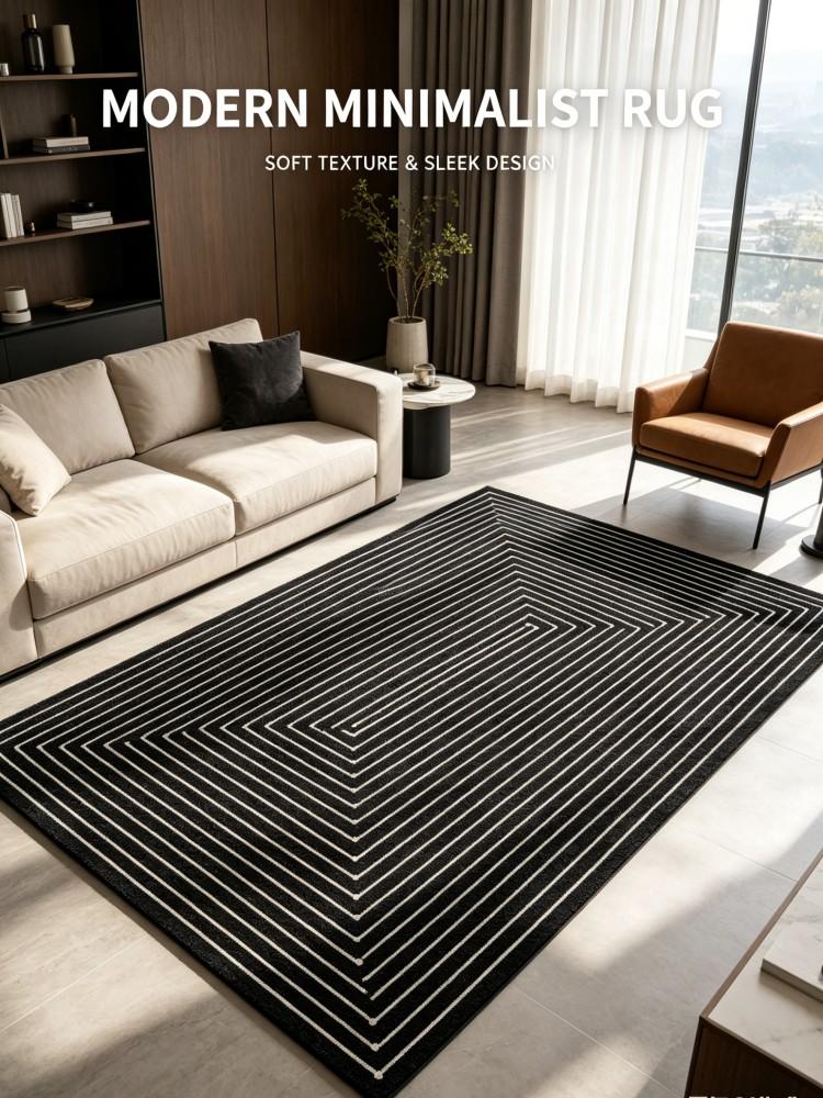 Optische Täuschung Geometrischer Teppich, Rutschfeste Waschbare Fußmatte für den Eingangsbereich, Moderner Schwarz-Weiß-Teppich für den Flur