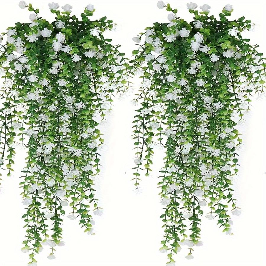 3pcs, Artificial Hanging Plants Fake Hanging Plant Faux Eucalyptus Leaf Greenery Vine Outdoor UV Resistant Plastic Plants