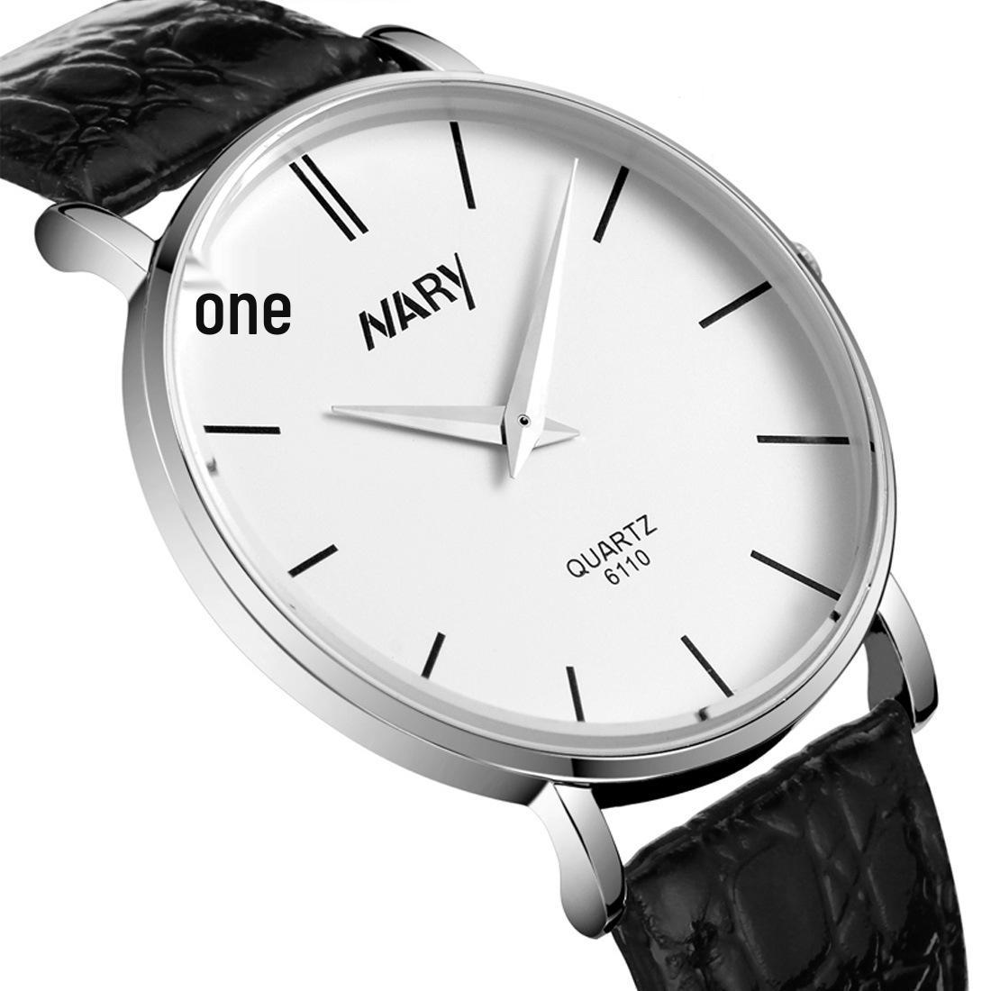 NARY Men s 2020 Ultra-Thin Casual Watch with Black Dial, Korean Style 6110