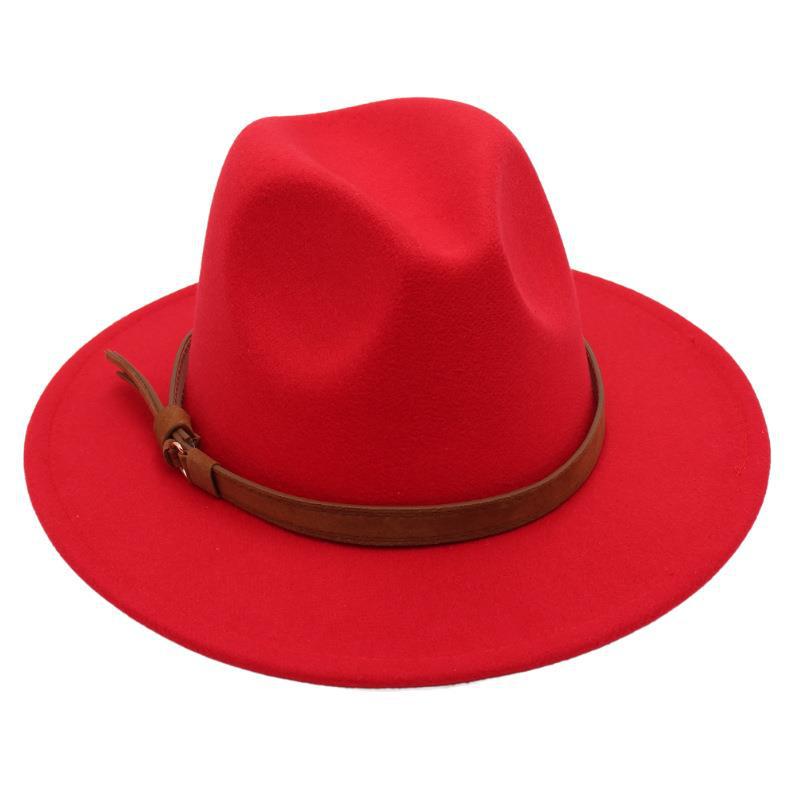 Gentleman'S Top Hat Vintage Jazz Hat Men'S And Women'S Elegant Felt Hat Belt Buckle Tweed Hat Light Luxury