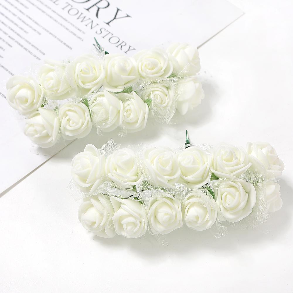 12/36/60Pcs Rose Artificial Flowers Bouquet Foam Fake Flowers Wedding Decoration for Home Room Decor DIY Craft Gifts Accessory
