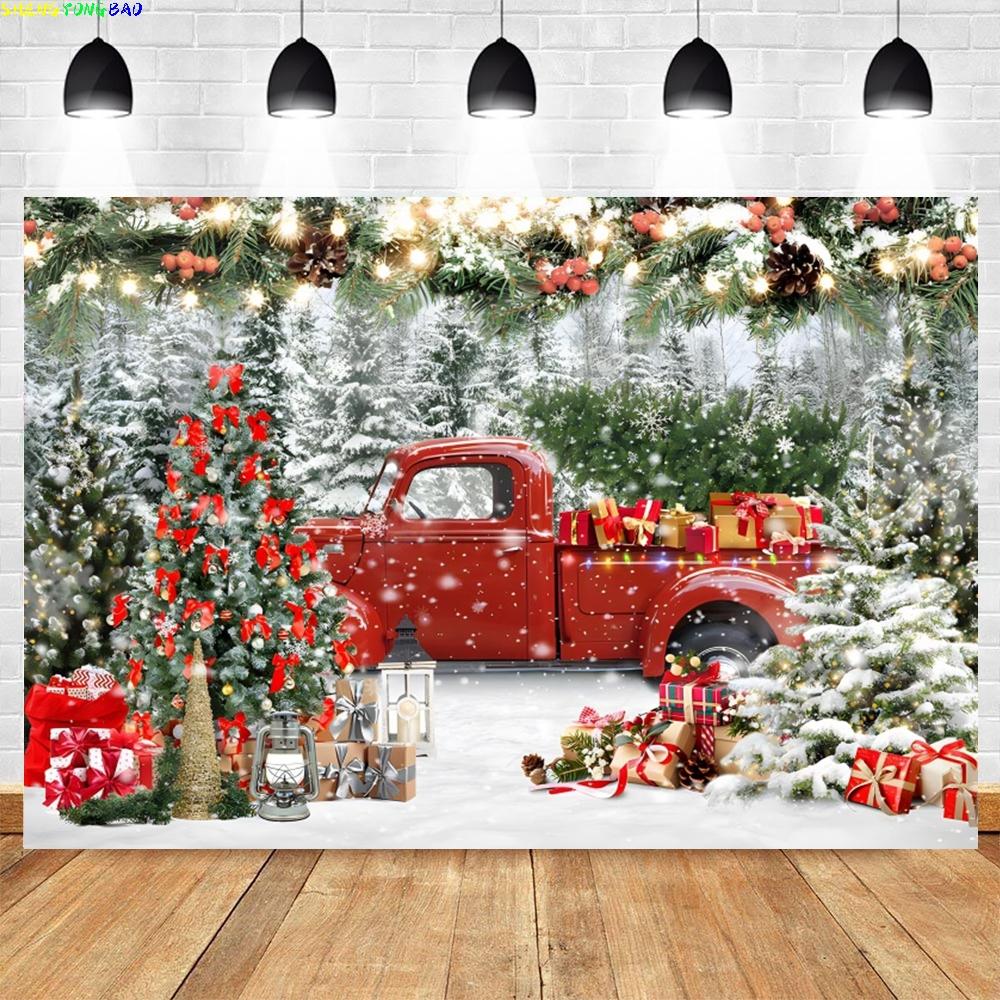 Christmas Backdrop for Photography Xmas Tree Winter Snow Forest Snowflake Natural Scene Baby Portrait Photo Background Studio