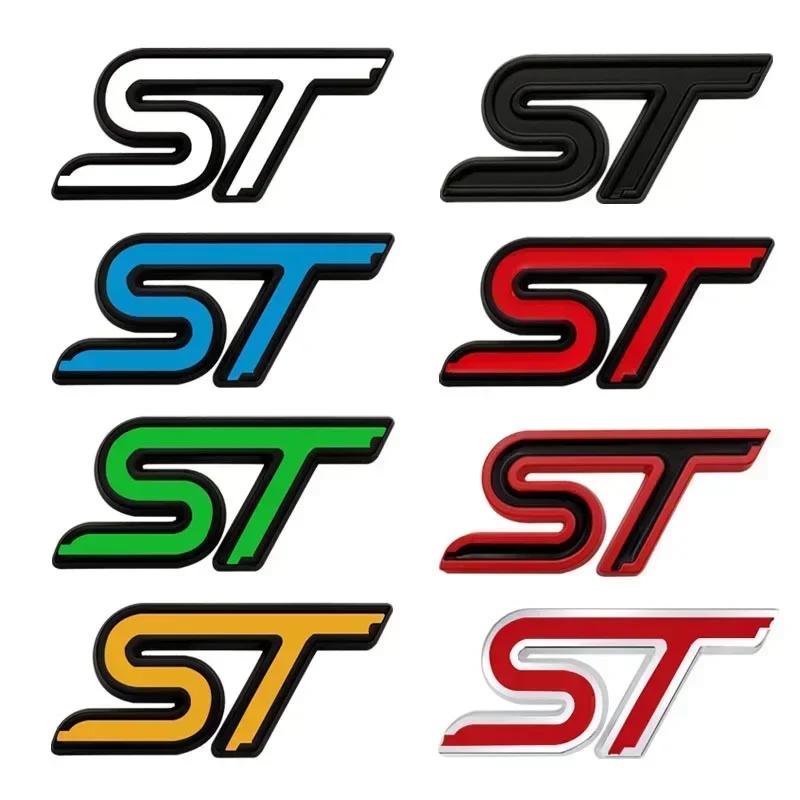 AAANS1 3D Metal ST Logo Car Steering Wheel Emblem Badge Sticker For Ford Focus 2 3 MK2 MK3 MK4 MK7 Fiesta Kuga Explorer Edge