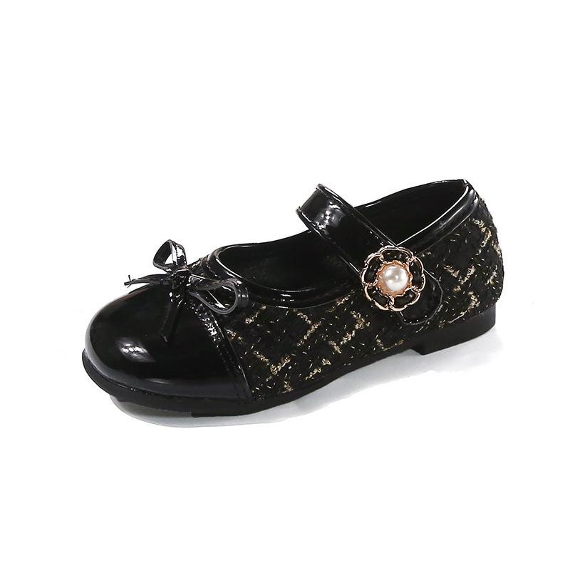 Korean Style Solid Color Princess Mary Jane Leather Shoes For Girls Kids