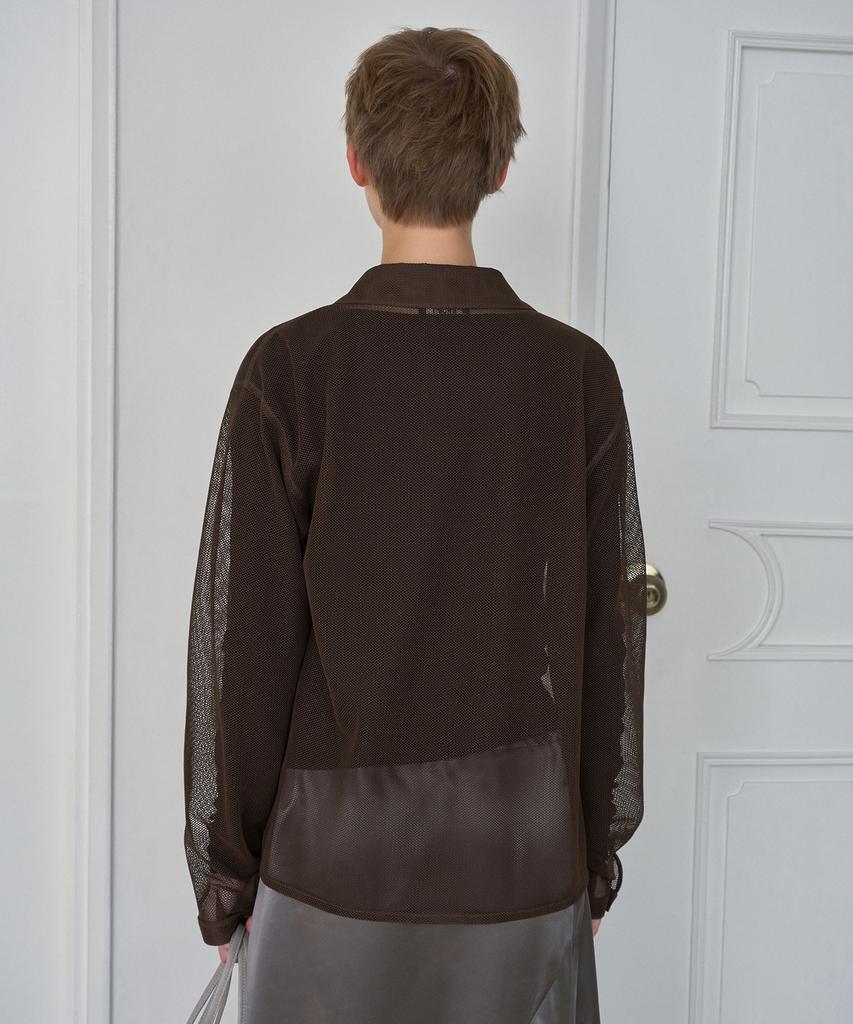 Simeteuligpeosenteu Sheer Mesh Shirt / Brown
