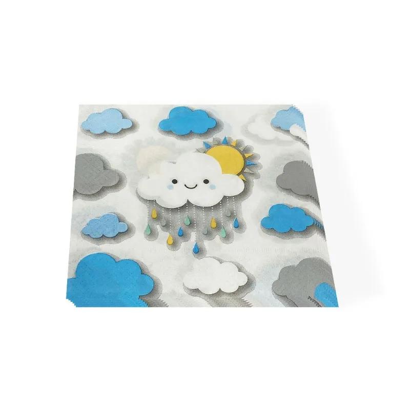 Clouds Raindrops Printed Colorful Paper Napkins Disposable Holiday Party Cartoon Decoration Supplies