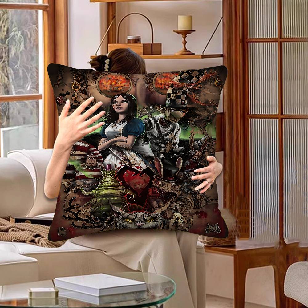 A-Alice M-Madness R-Returns Classic Cushion Cover Car Throw Pillow Case For Sofa Car Christmas Gift 40X40Cm 45X45Cm