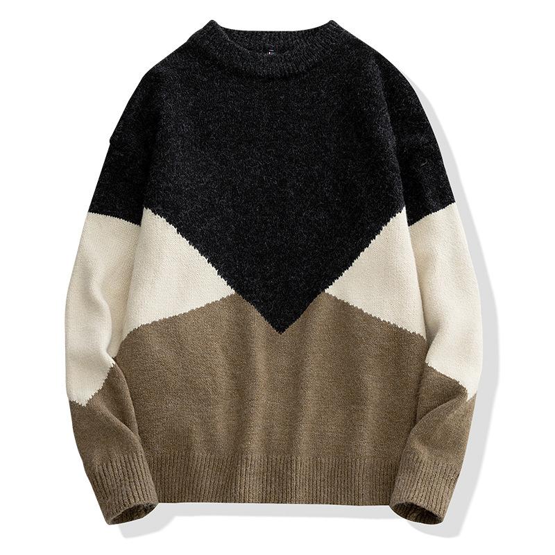Winter Men 'S Round Neck Thicken Sweater Loose Knitwear Sweater Warm Bottoming Shirt 
