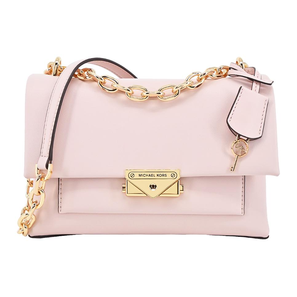 Michael Kors Mk Cece Classic Solid Color Vintage Chain Gold Buckle Flap Polyester Crossbody Shoulder Bag Medium Women Bags 35F2G0EF8O-POWDER-BLUSH