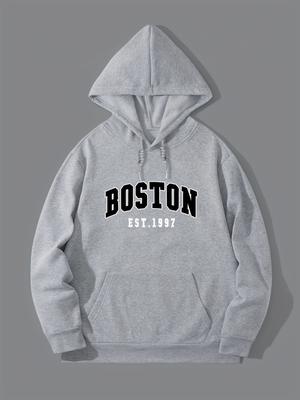 Mens American City Print Hoodie Graphic Design Cozy Streetwear Sweatshirt with Pocket - Perfect for  Gift Choice