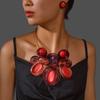 Crystal Geometric Exaggerated Jewelry Set With Alloy Necklace Earrings For Youth Style